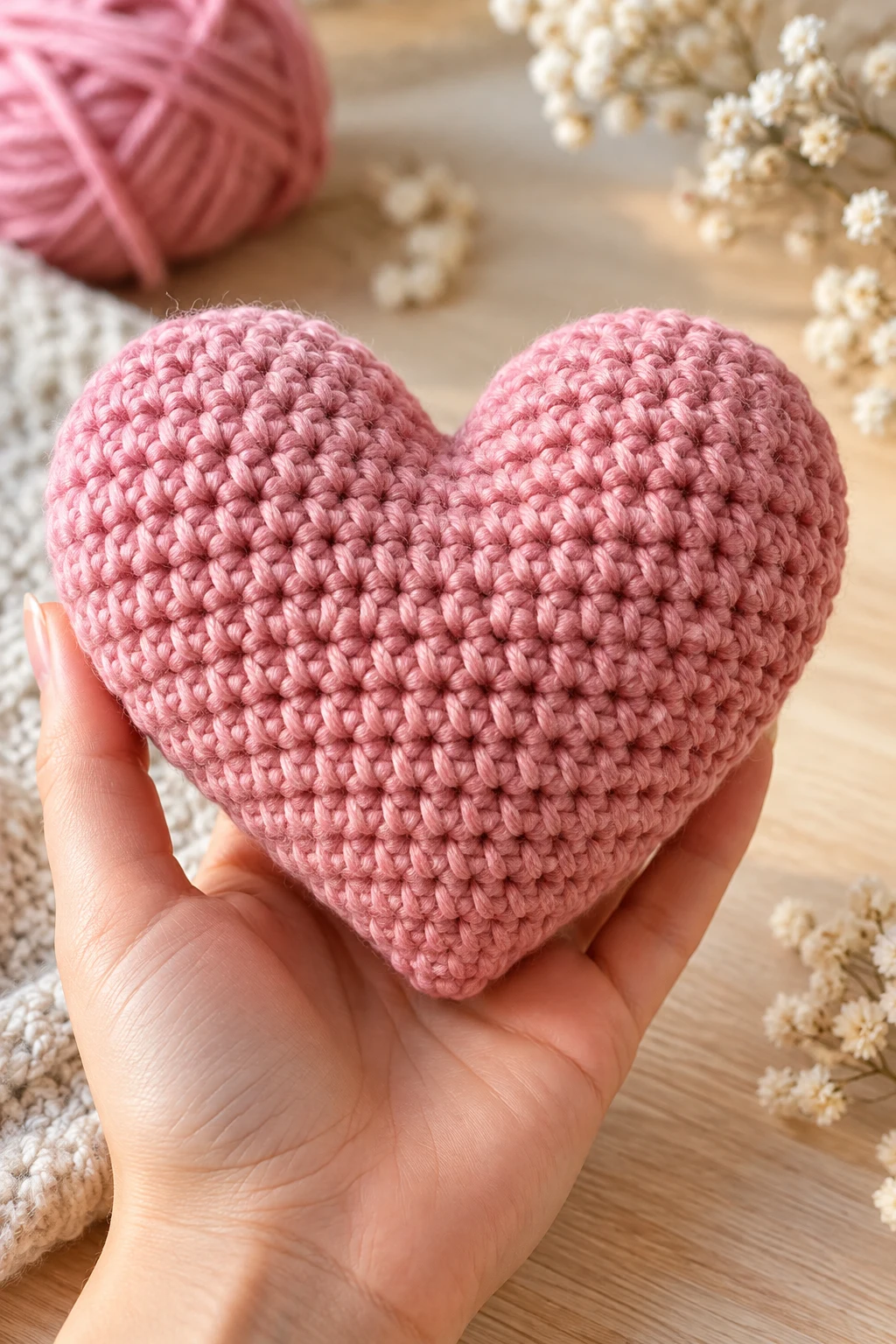 Crochet Heart-Shaped Mini Pillow — cute crochet gift style outfit