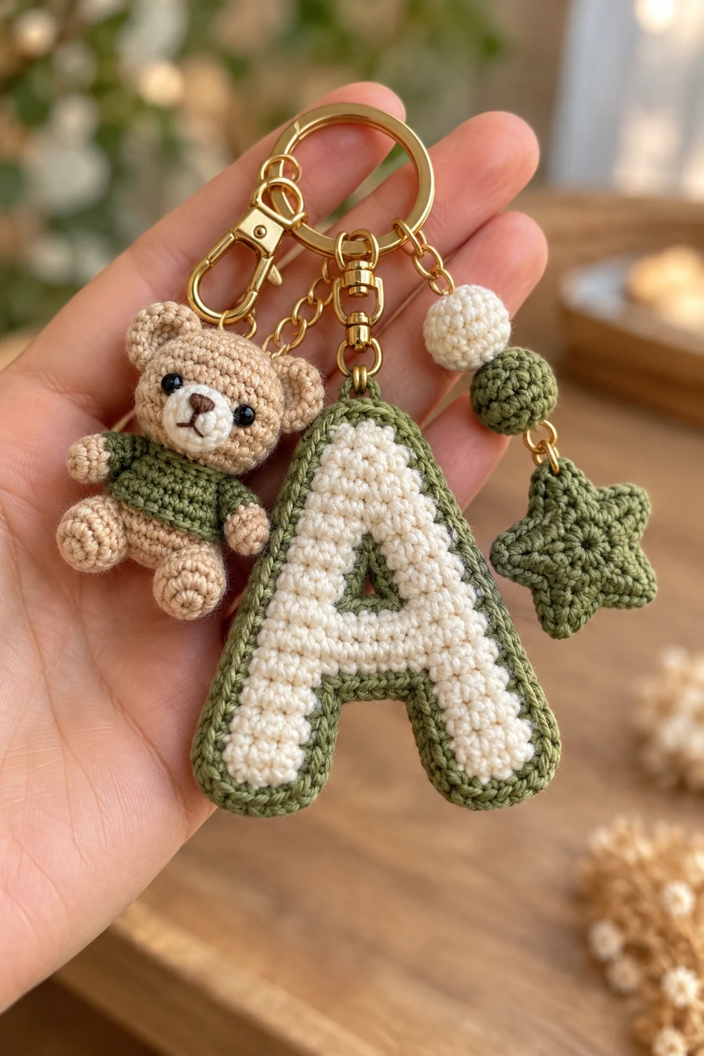 Personalized Crochet Initial Keychain — cute crochet gift style outfit