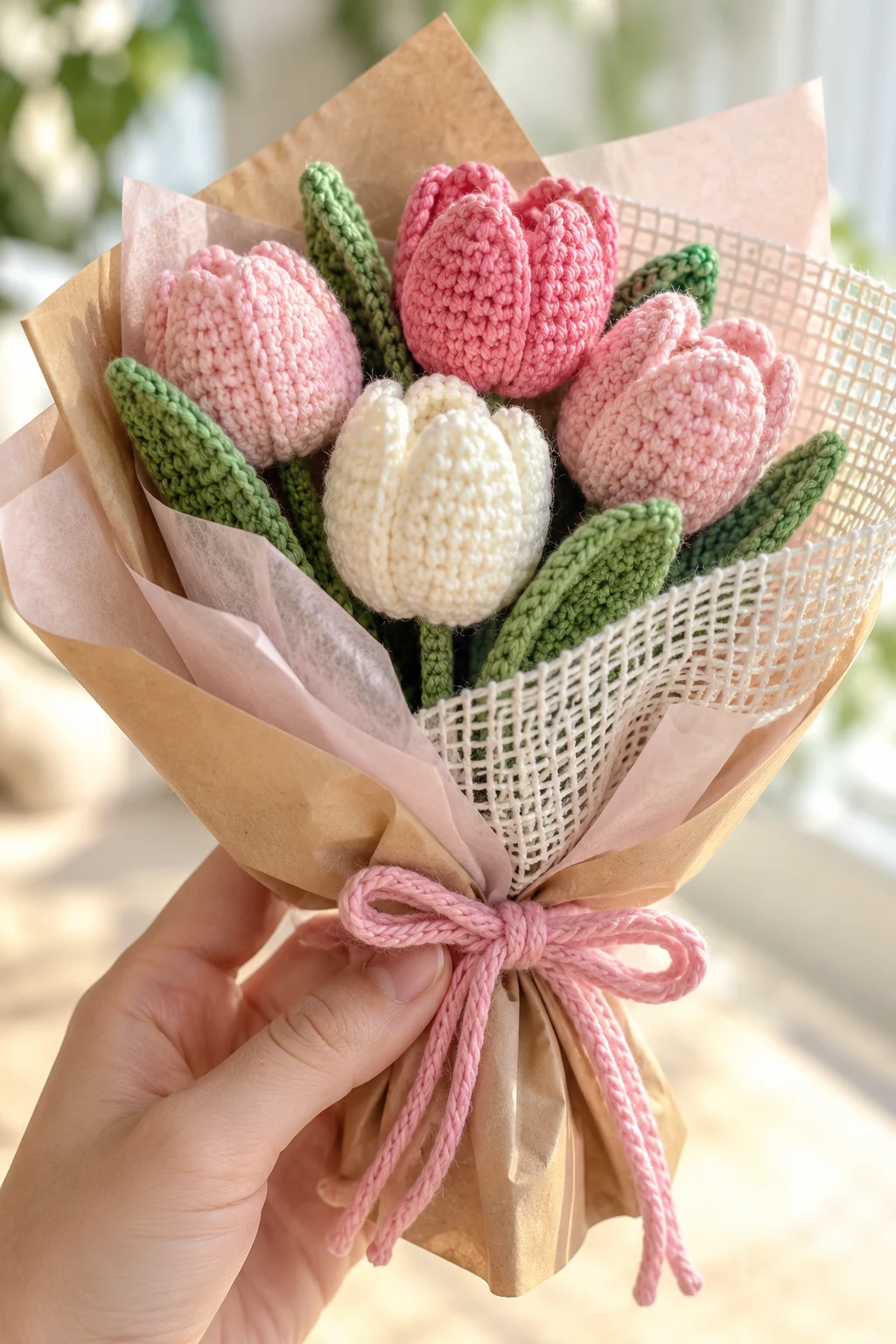 Crochet Mini Tulip Bouquet — cute crochet ideas for boyfriend style outfit