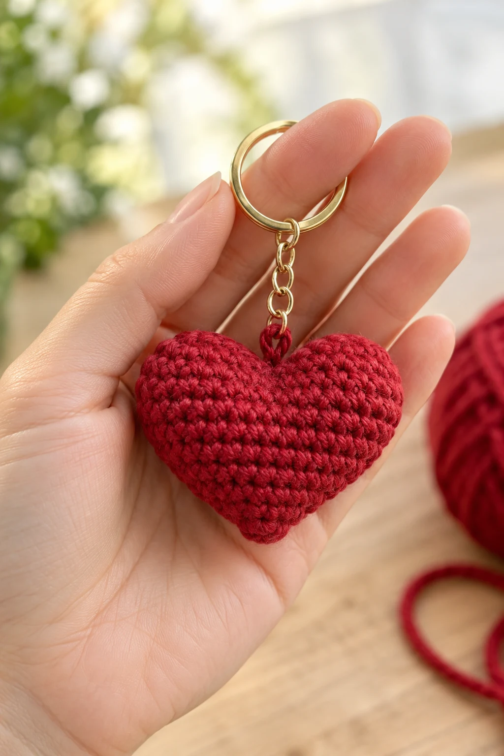 Mini Crochet Heart Keychain — cute crochet ideas for boyfriend style outfit