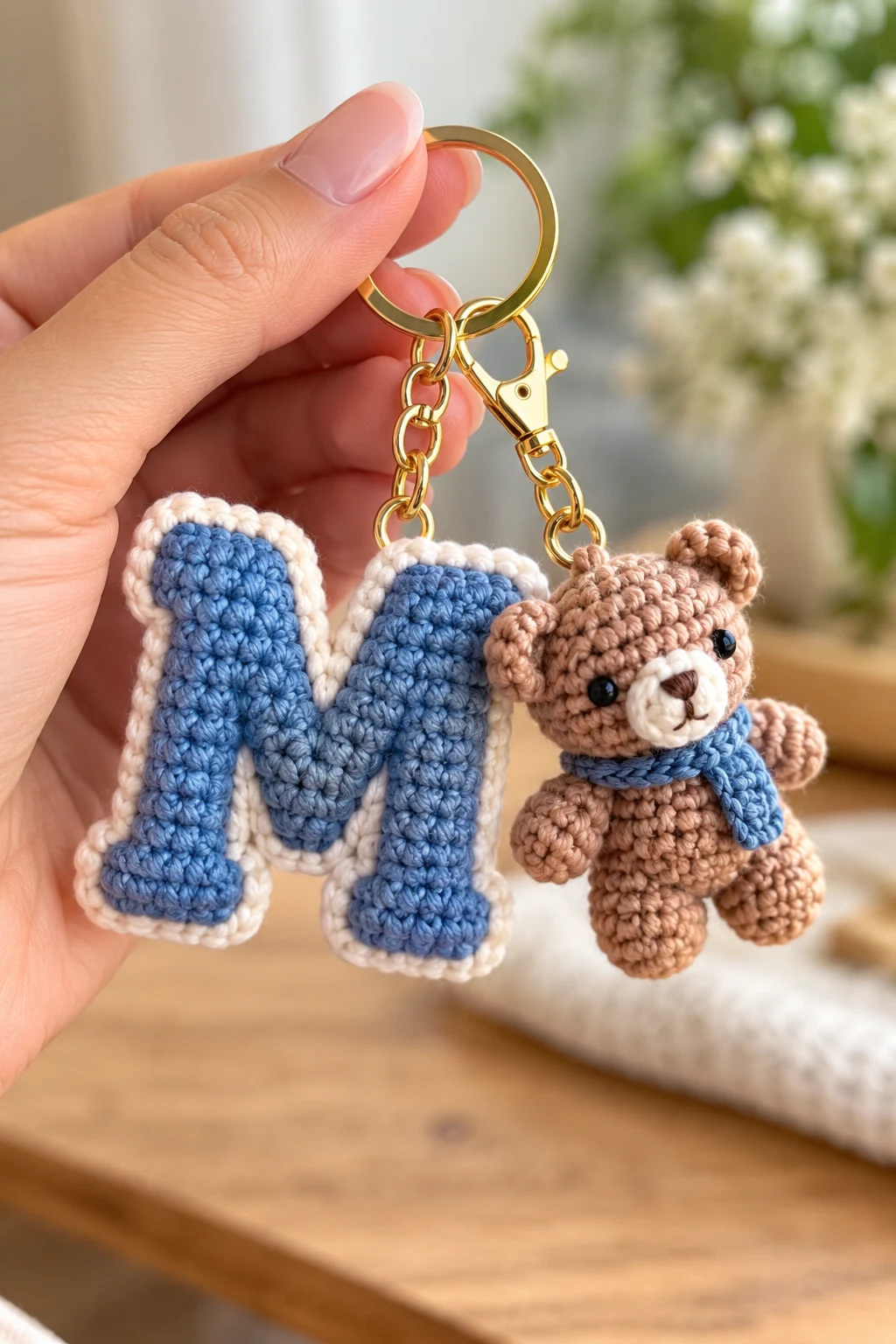 Personalized Crochet Initial Keychain — cute crochet ideas for boyfriend style outfit