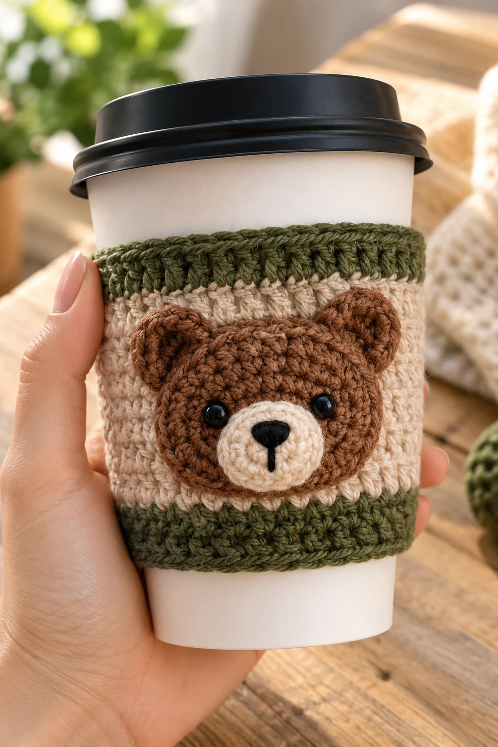Crochet Coffee Cup Sleeve — cute crochet ideas for boyfriend style outfit