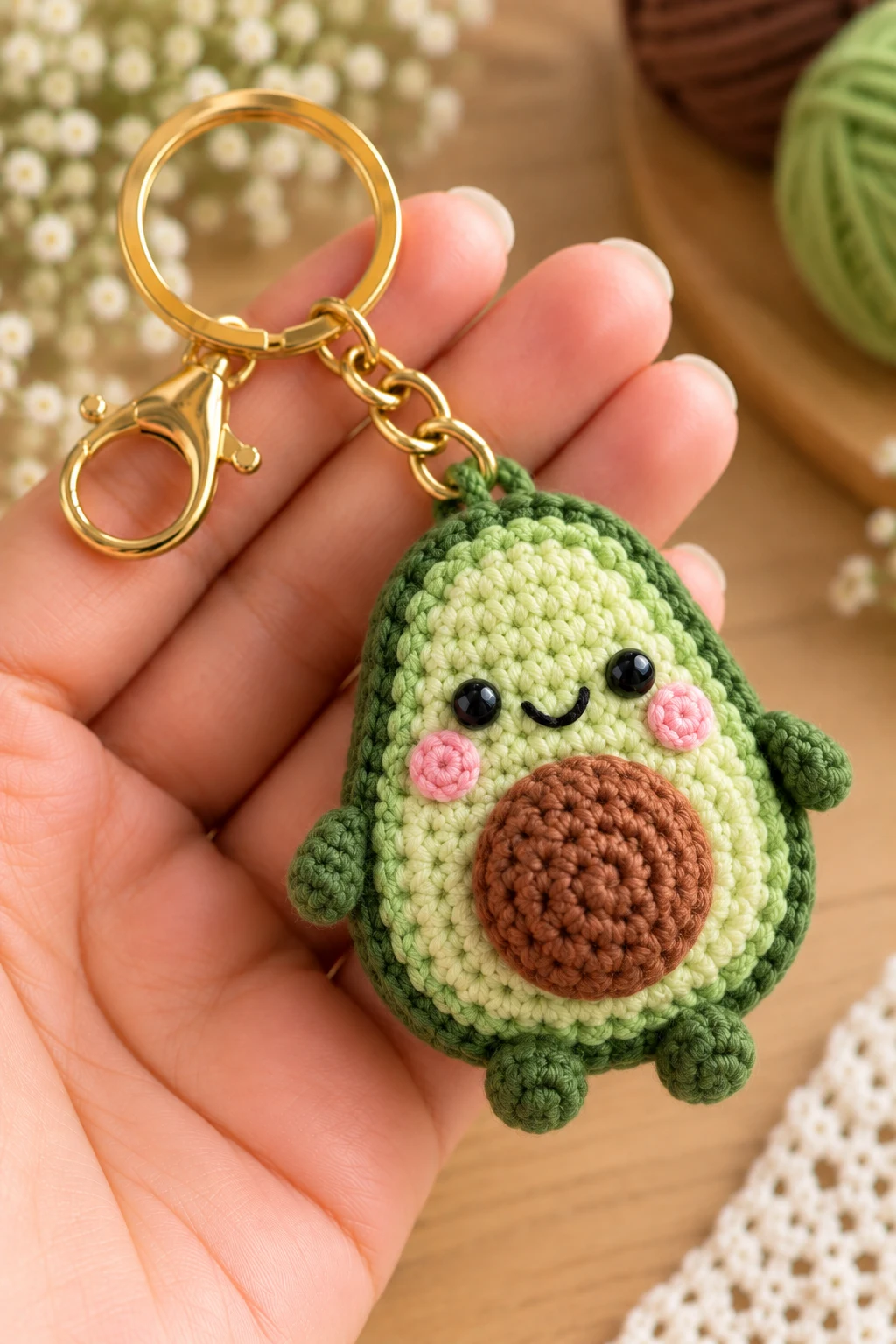 Cute Crochet Ideas Keychain: Mini Avocado — cute crochet ideas keychain style outfit