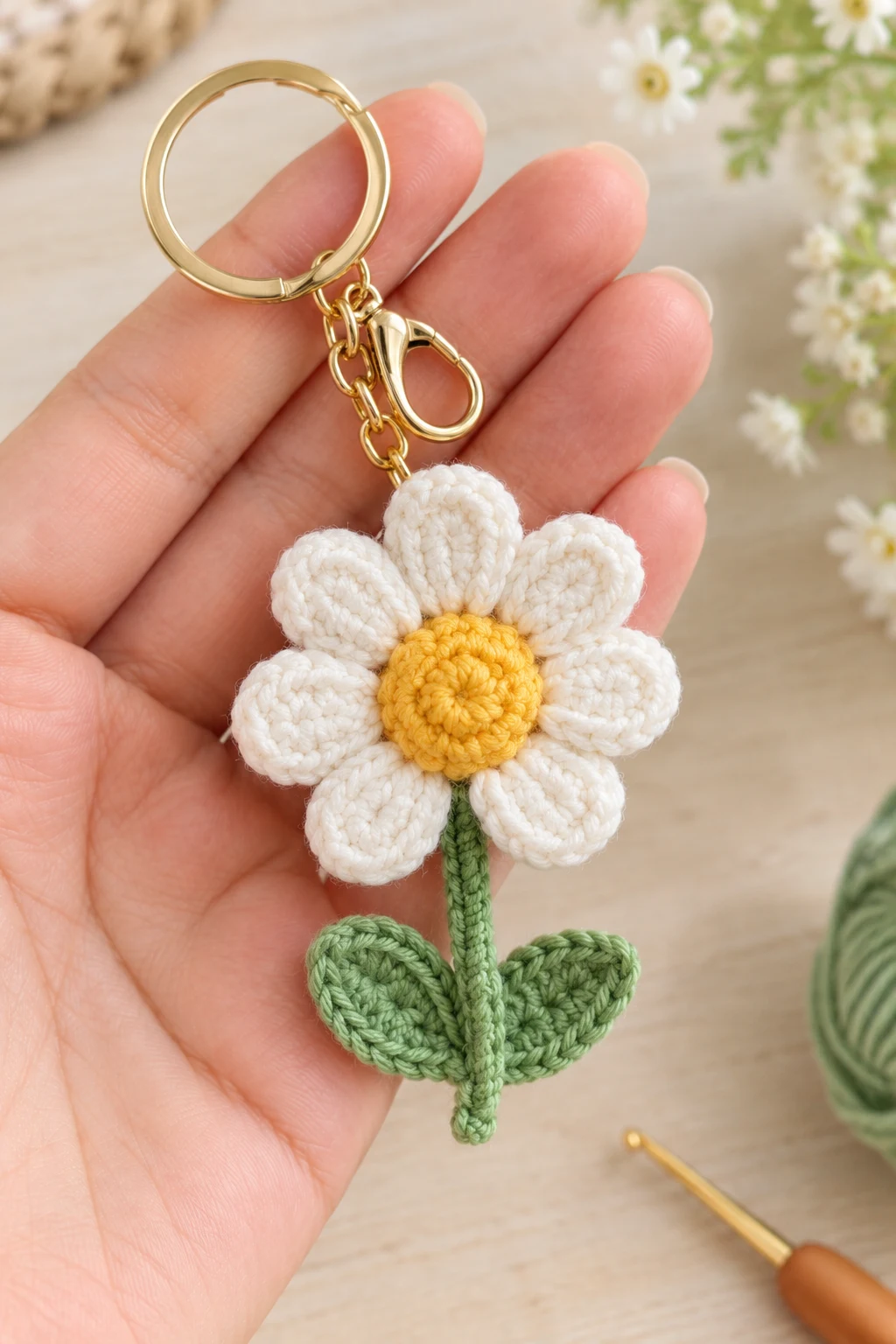 Pastel Daisy Crochet Keychain — cute crochet ideas keychain style outfit