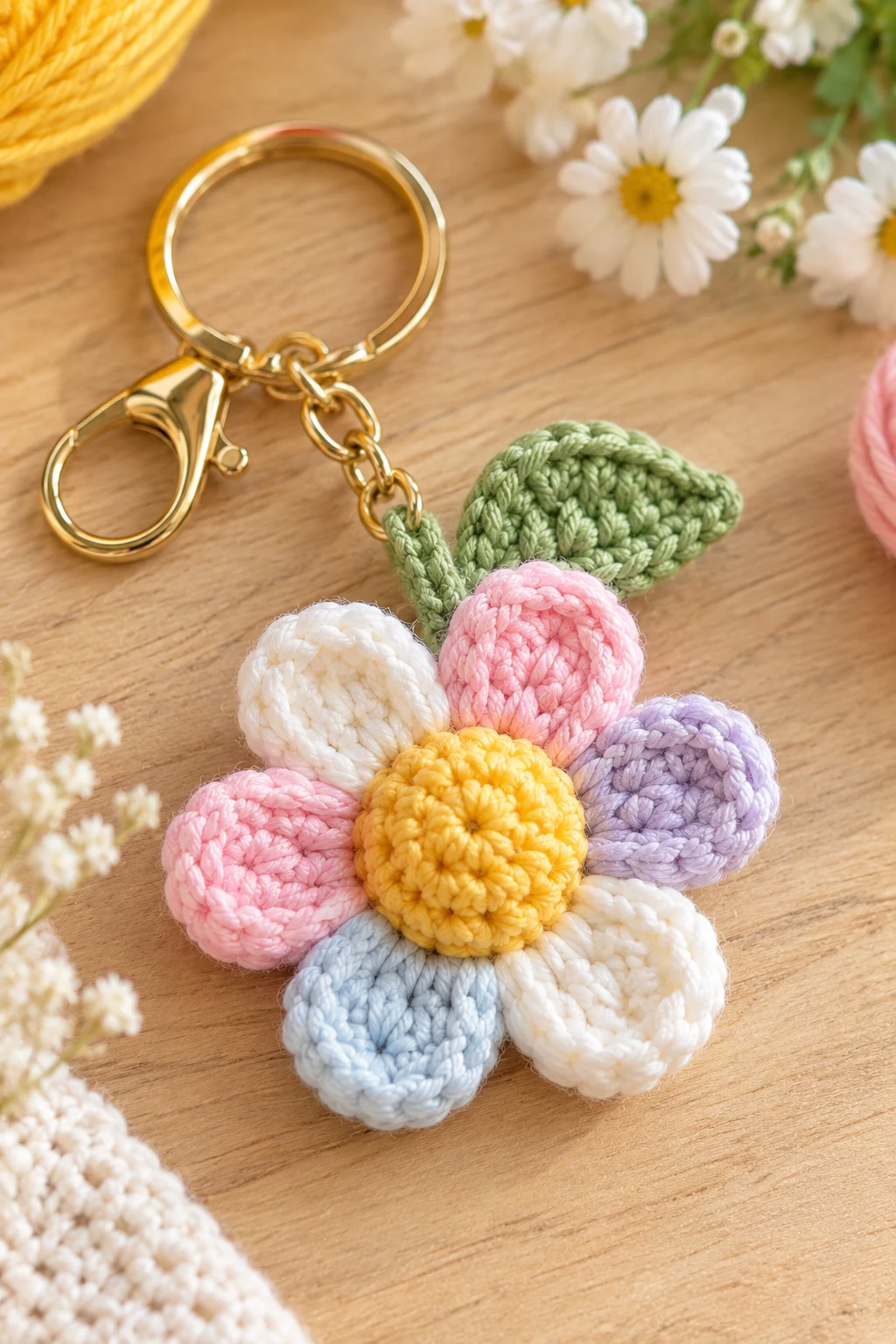 Mini Crochet Cat Face — cute crochet ideas keychain style outfit