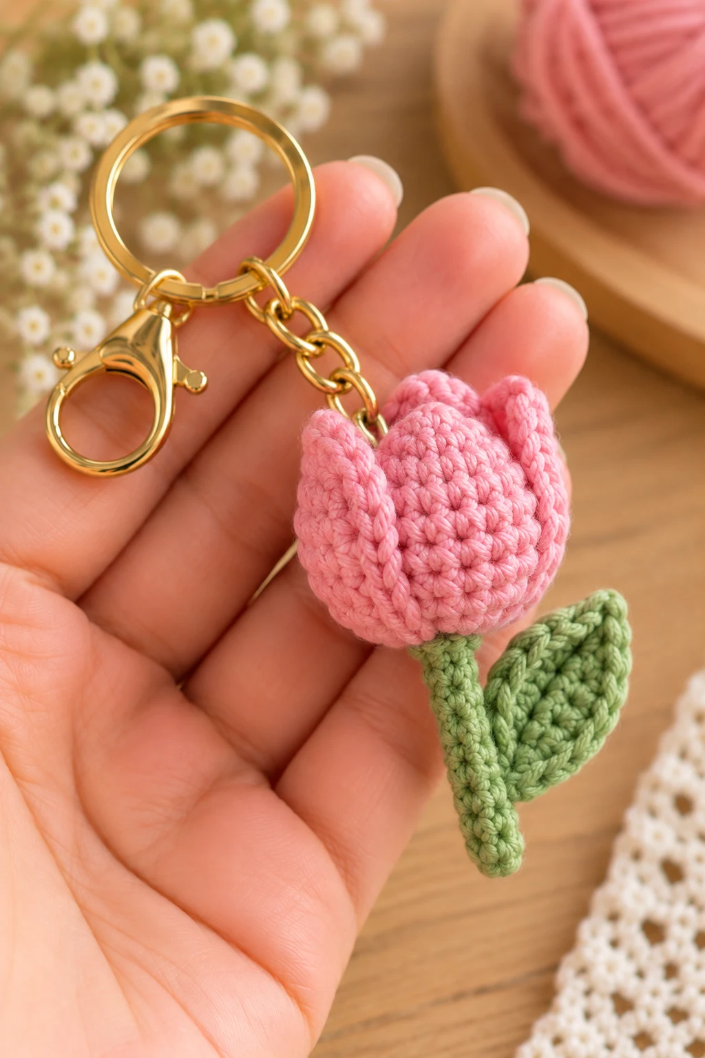 Mini Crochet Tulip — cute crochet ideas keychain style outfit