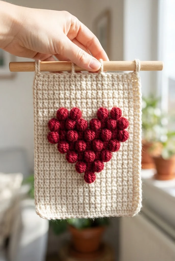 Bobble Stitch Heart Wall Hangings — cute crochet ideas style outfit