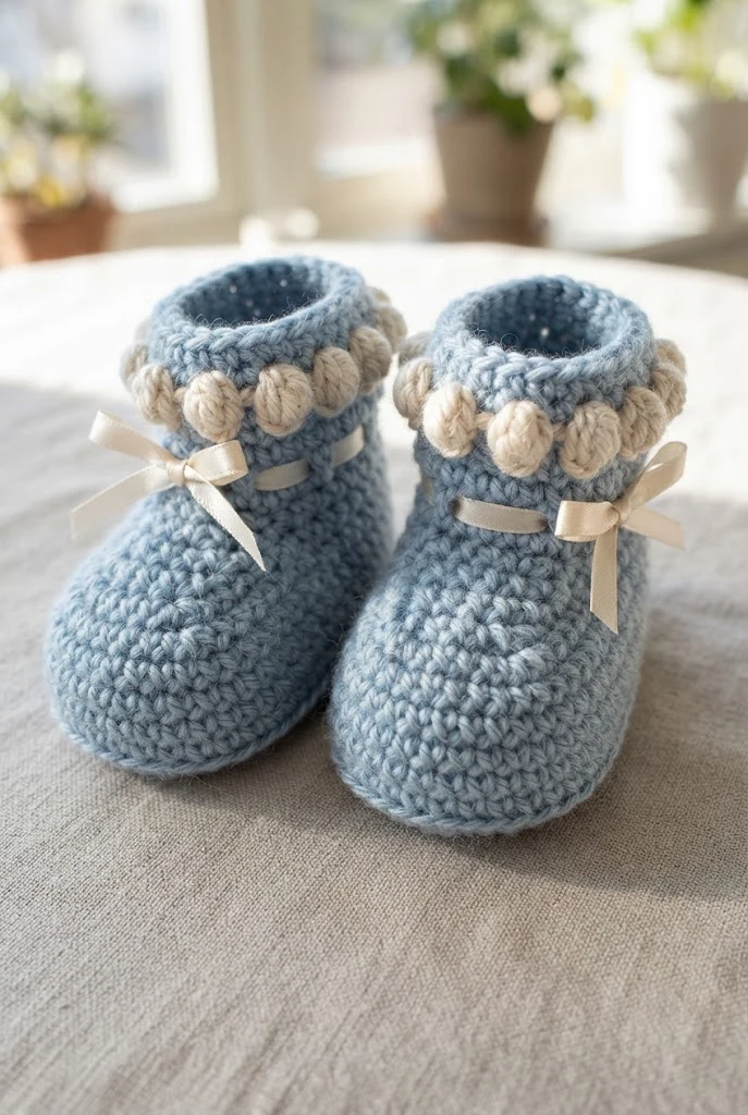 Bobble Stitch Baby Booties — cute crochet ideas style outfit