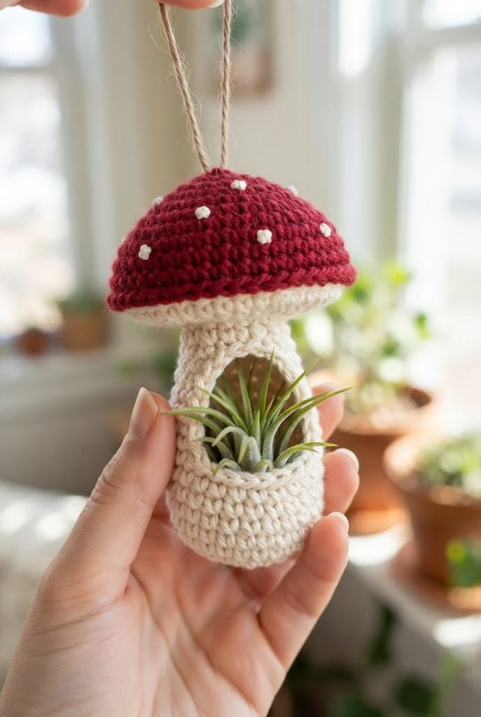 Mushroom Air Plant Holders — cute crochet ideas style outfit