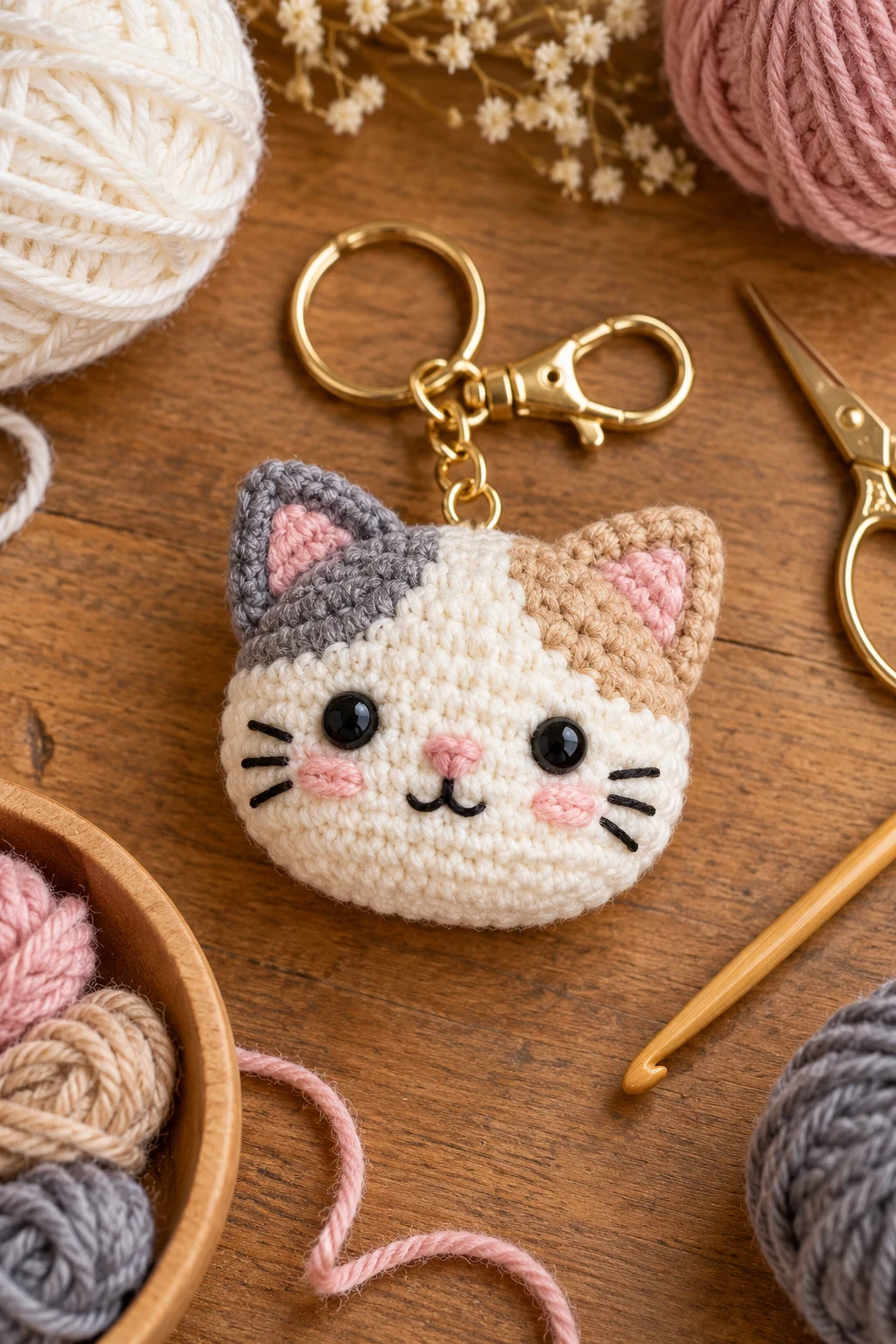 Cute Cat Face — cute crochet keychains style outfit