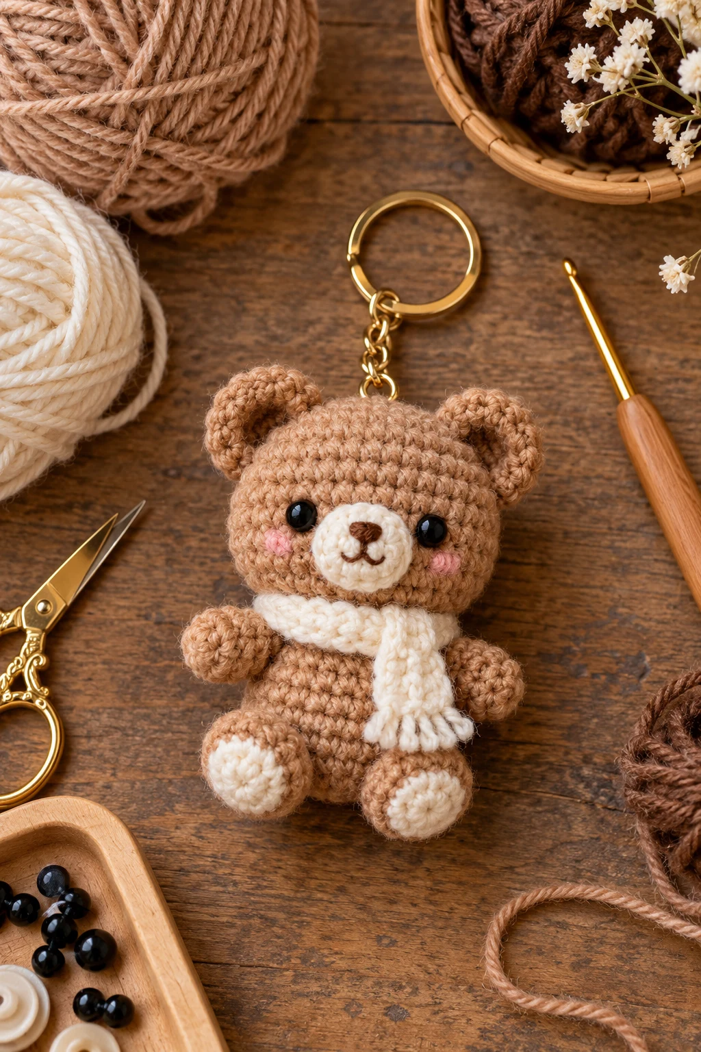 Mini Bear Buddy — cute crochet keychains style outfit