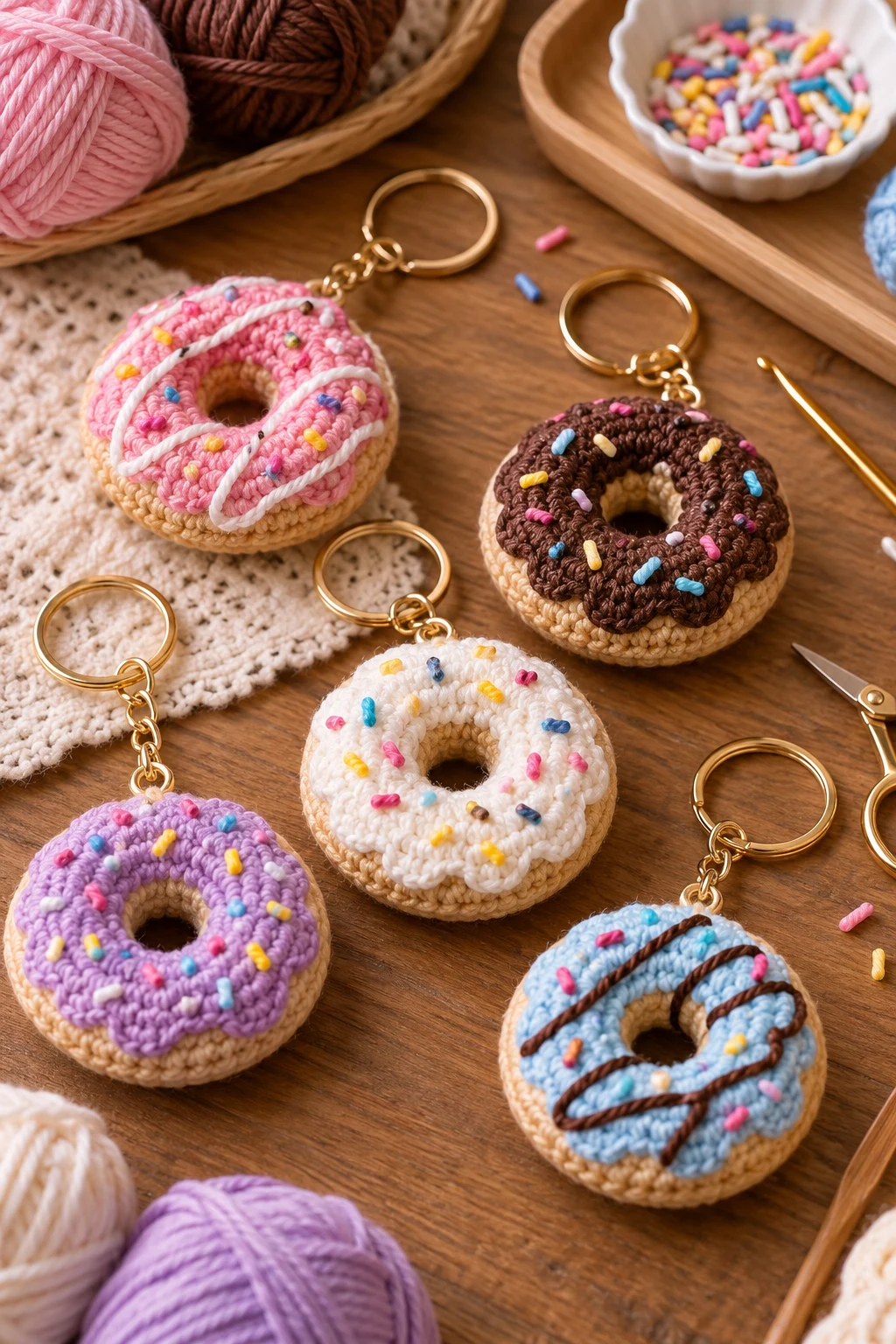 Mini Donut Delight — cute crochet keychains style outfit