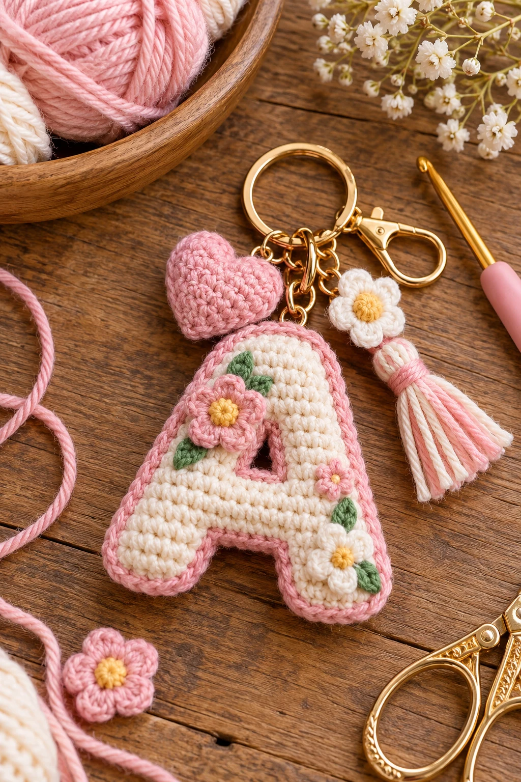 Personalized Initial Charm — cute crochet keychains style outfit