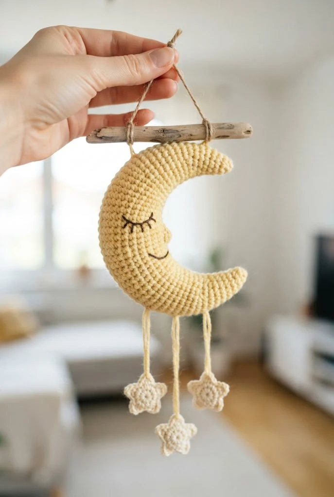 Sleepy Moon Wall Hanging — cute crochet