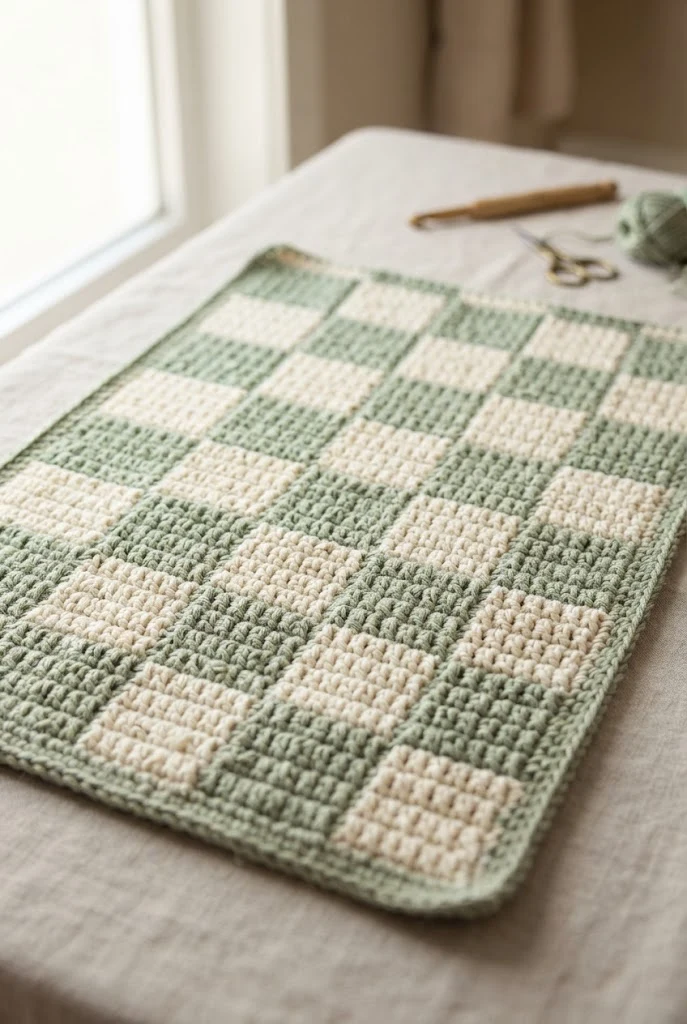 Retro Checkered Bath Mat — cute crochet