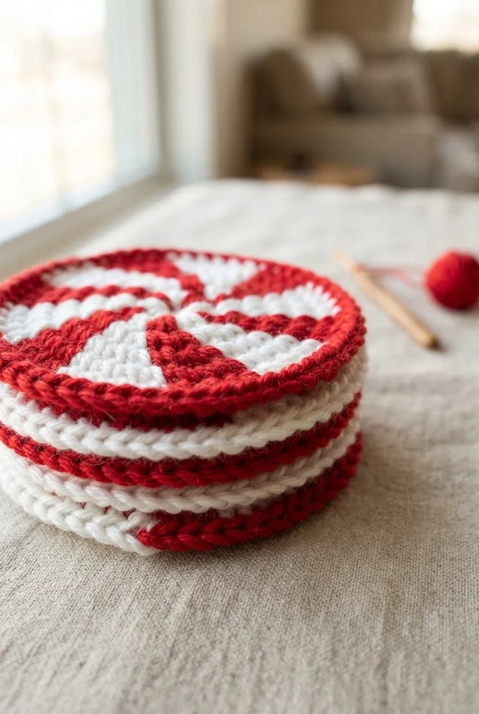Peppermint Swirl Coasters — cute crochet