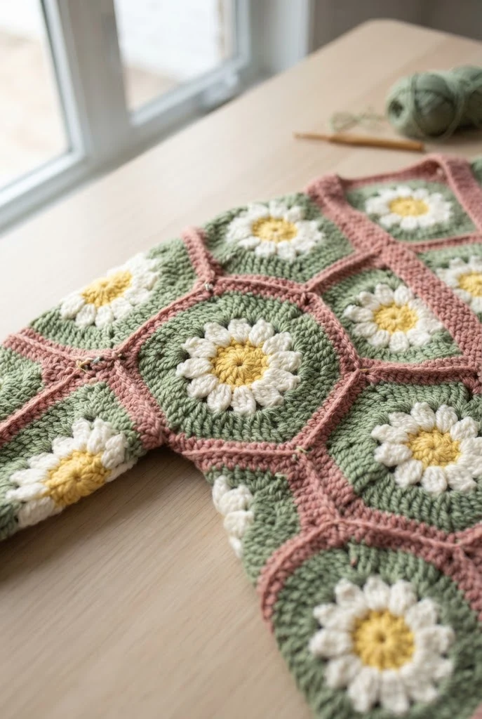 Daisy Hexagon Cardigan — cute crochet