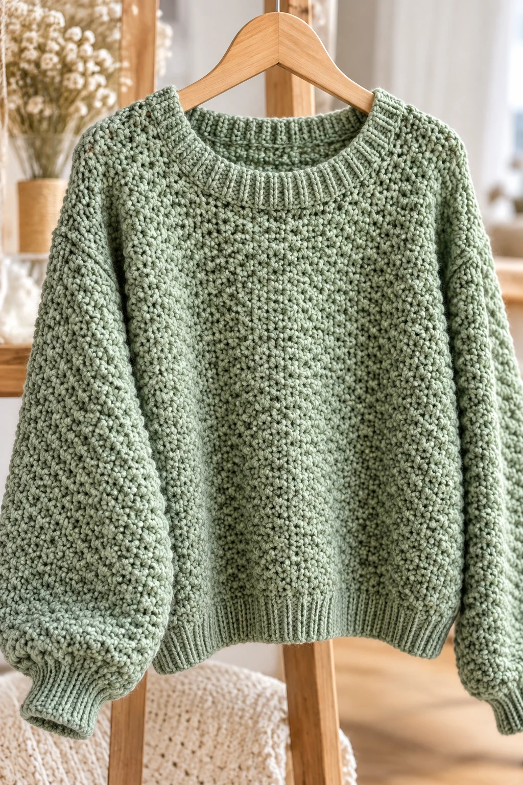 The Textured Moss Stitch Sweater — cute crochet sweater