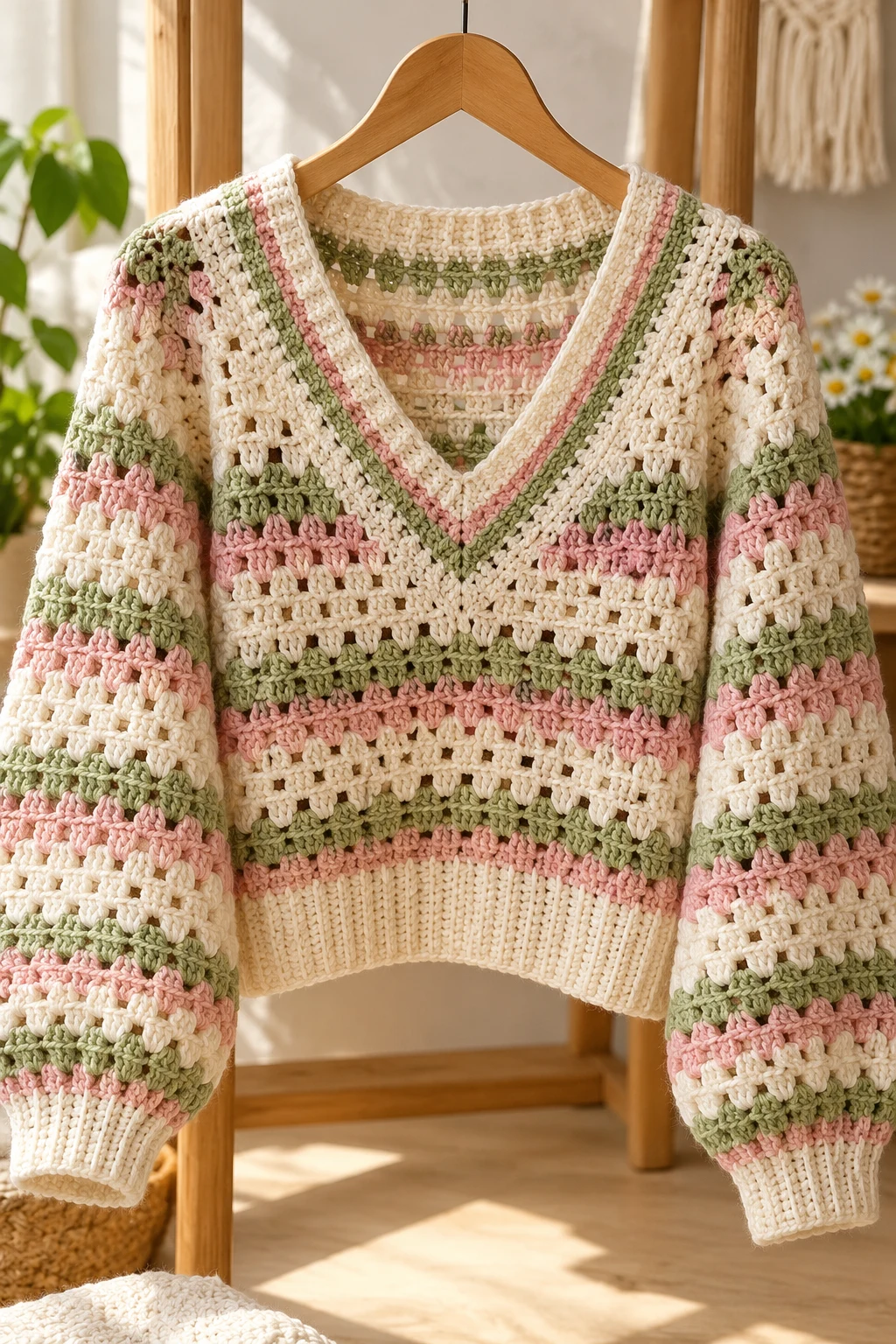 The Cute Crochet Sweater With a V-Neck — cute crochet sweater