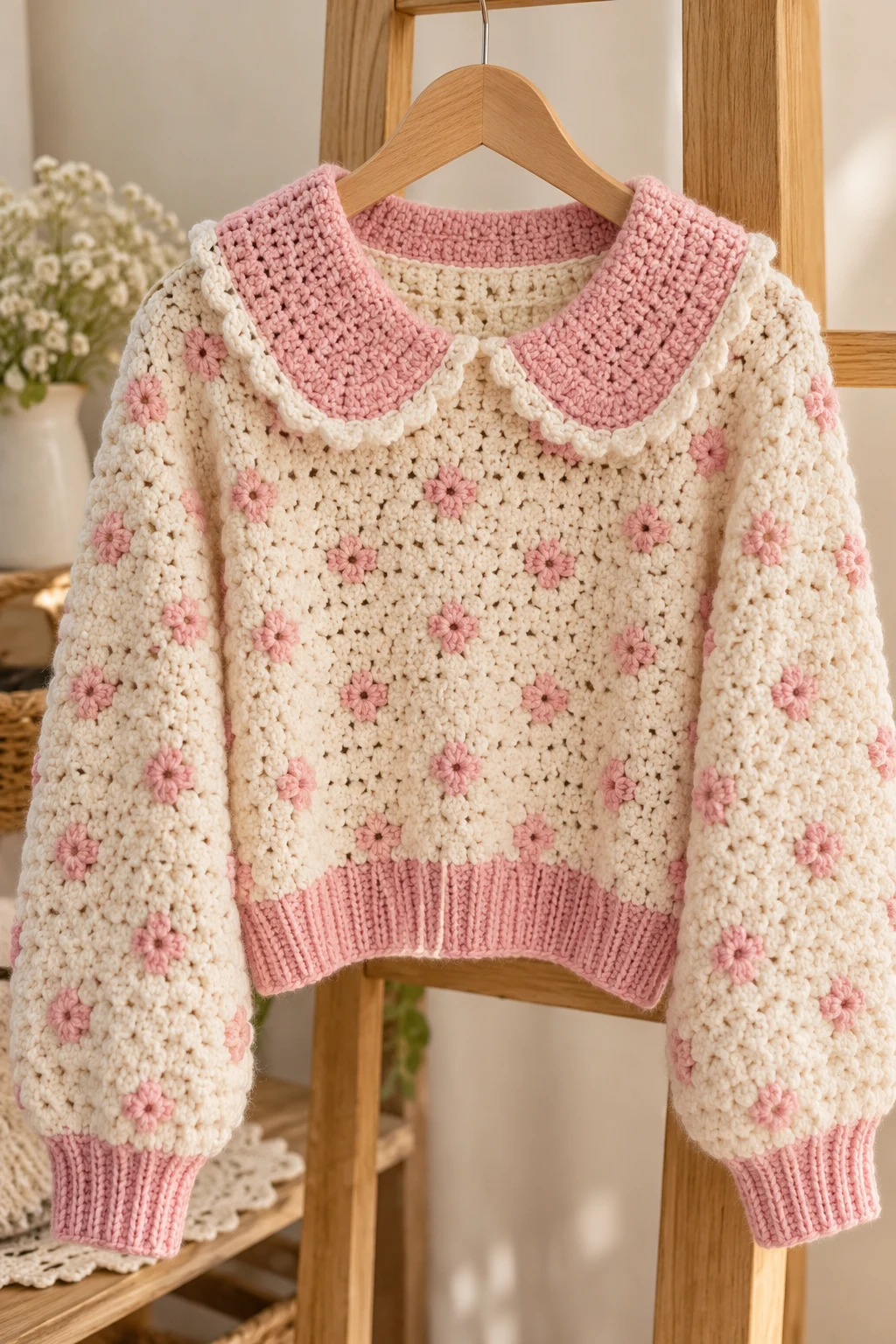 The Cute Crochet Sweater With a Peter Pan Collar — cute crochet sweater