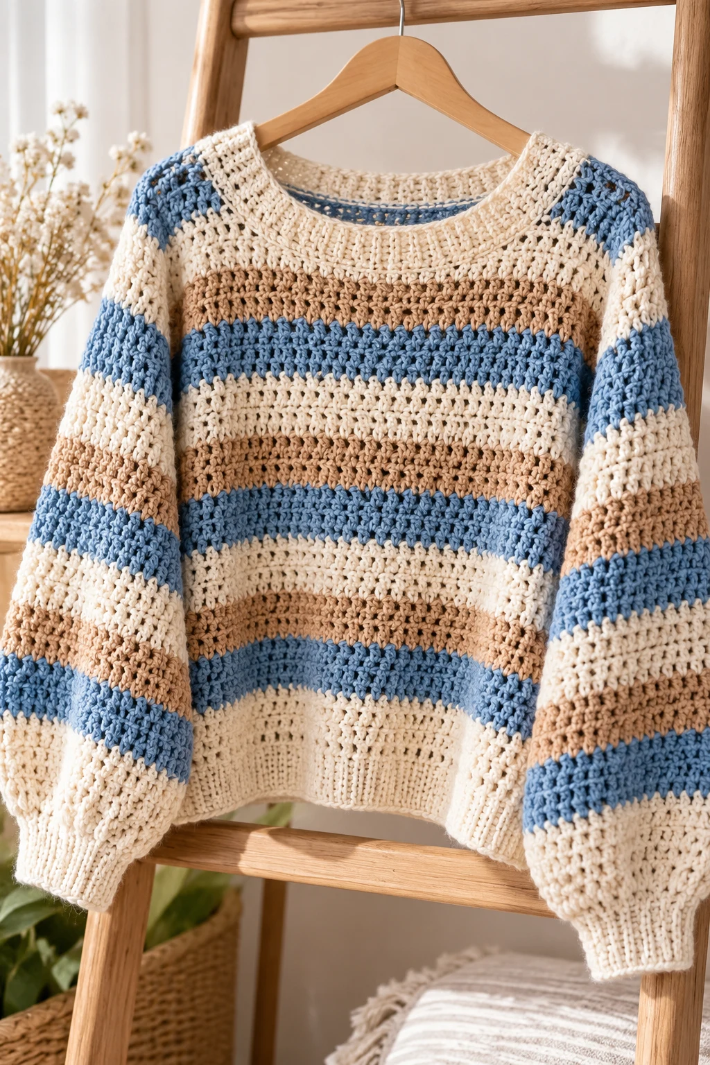 The Striped Coastal Crochet Sweater — cute crochet sweater