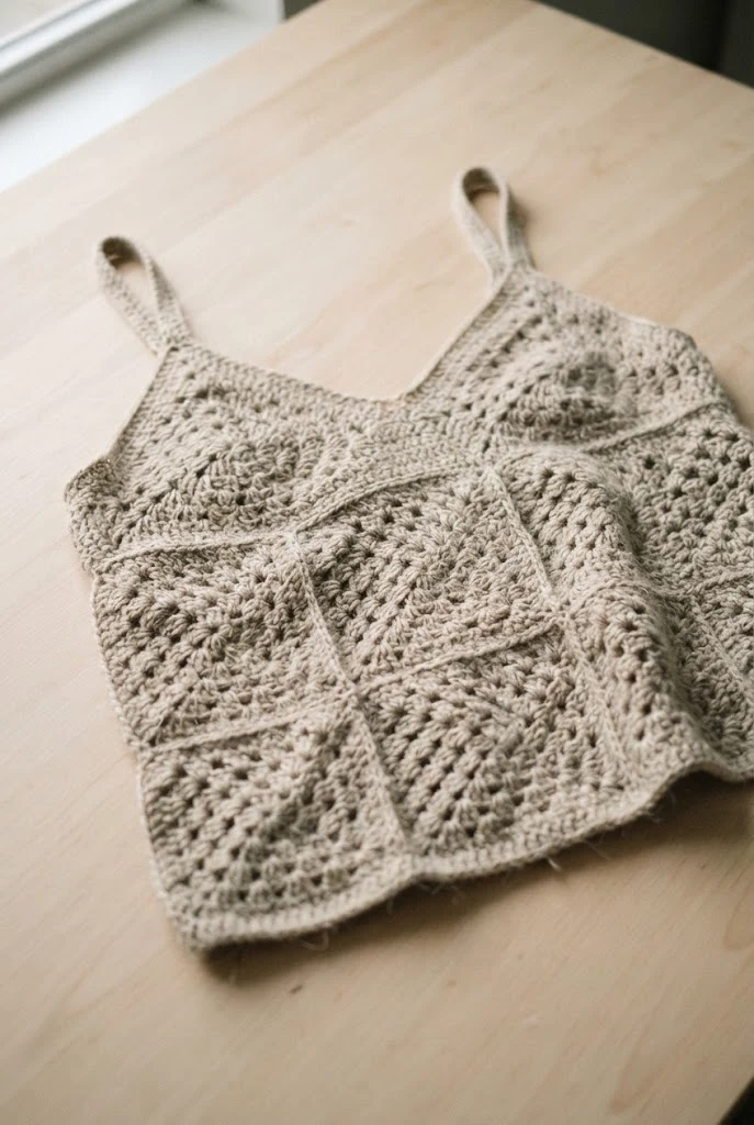 Vintage Granny Square Cami — cute crochet tops style outfit