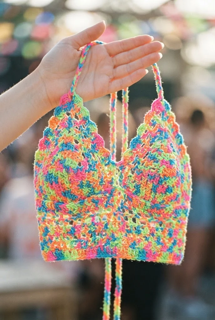 High-Energy Rave Ready — cute crochet wearables style outfit