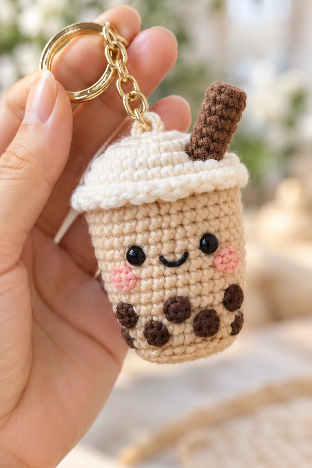 Mini Bubble Tea Crochet Keychain — cute keychains crochet style outfit