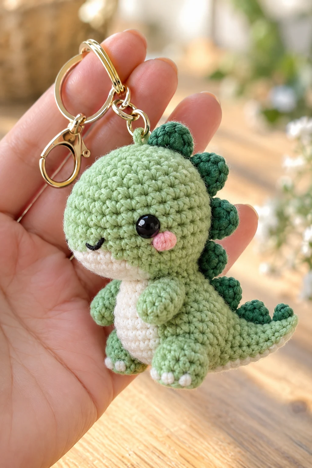 Crochet Mini Dinosaur Keychain — cute keychains crochet style outfit
