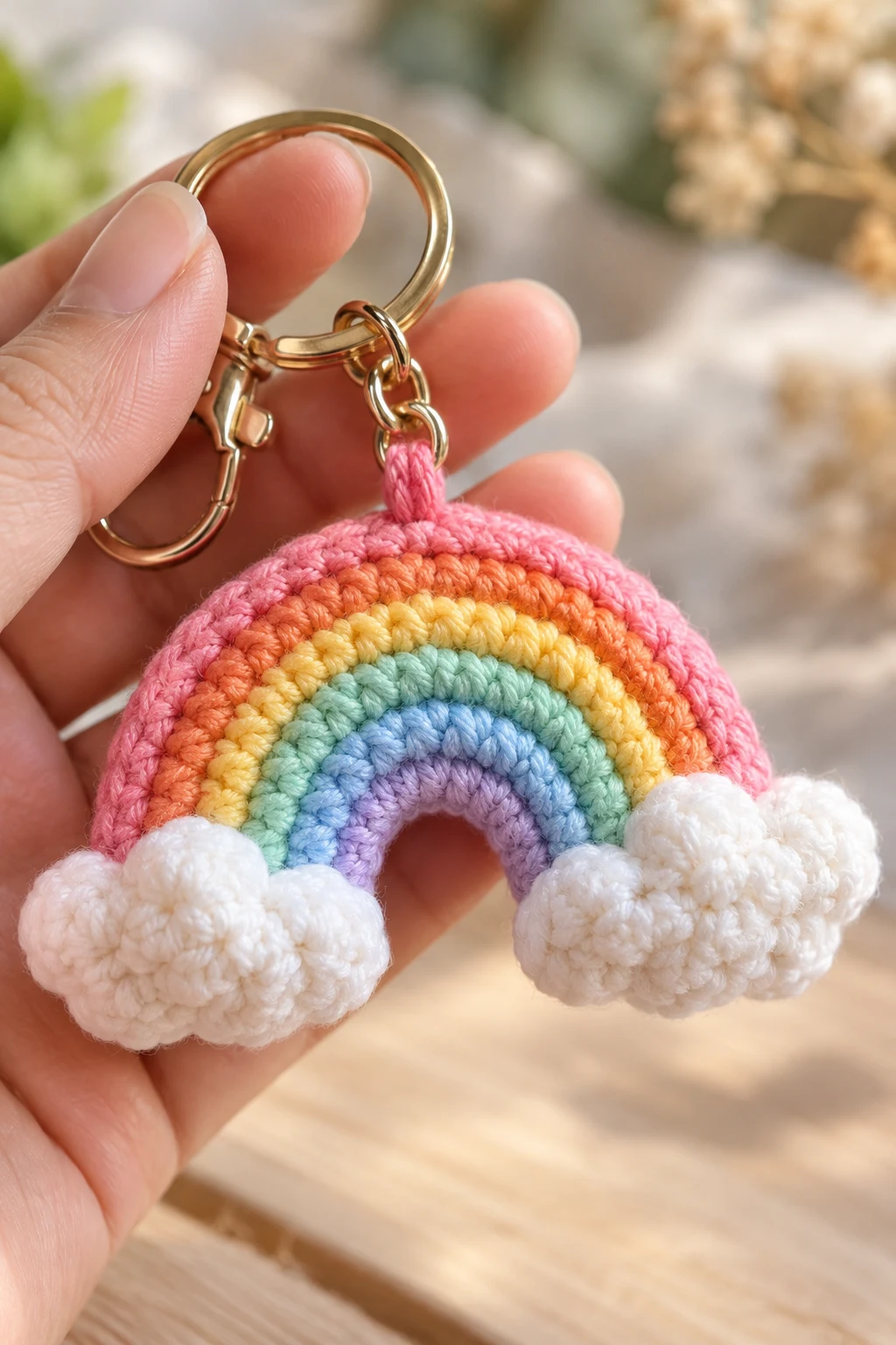 Mini Rainbow Crochet Keychain — cute keychains crochet style outfit