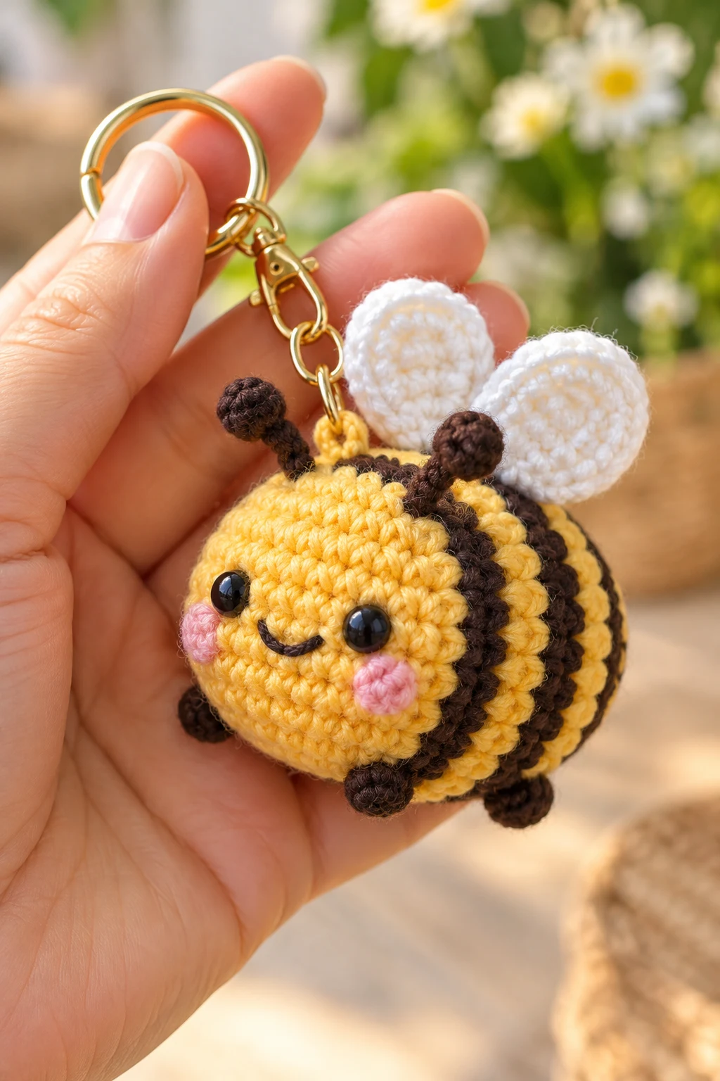 Crochet Mini Bee Keychain — cute keychains crochet style outfit