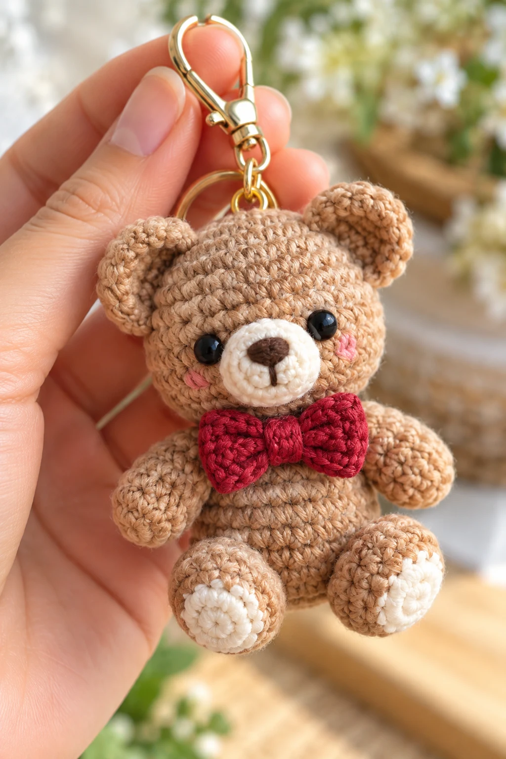 Mini Teddy Bear Crochet Keychain — cute keychains crochet style outfit
