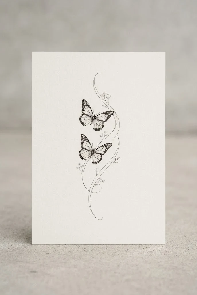 Finger-Sized Ribcage Whisper Lines — dainty butterfly tattoo simple style outfit