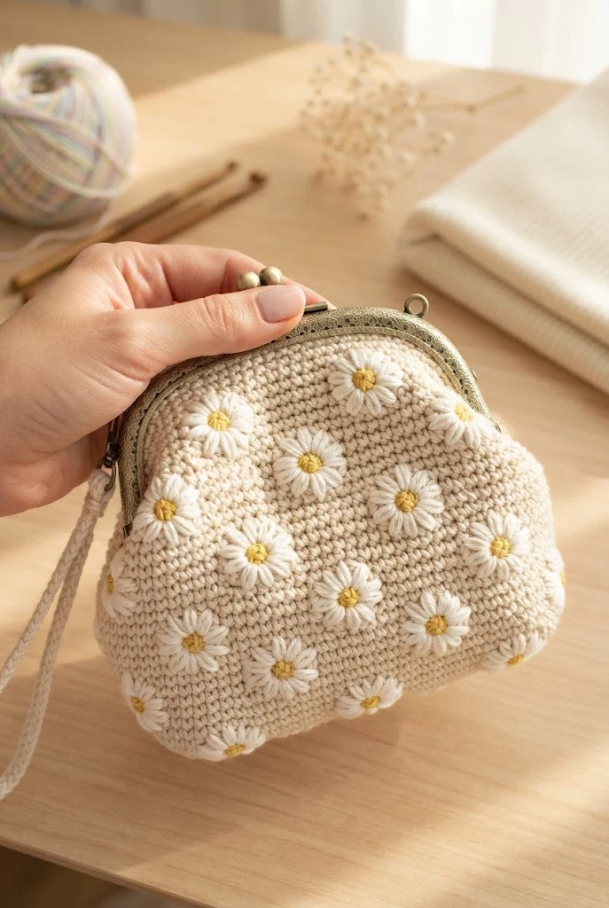The Whimsical Daisy Garden Coin Purse — daisy bag crochet