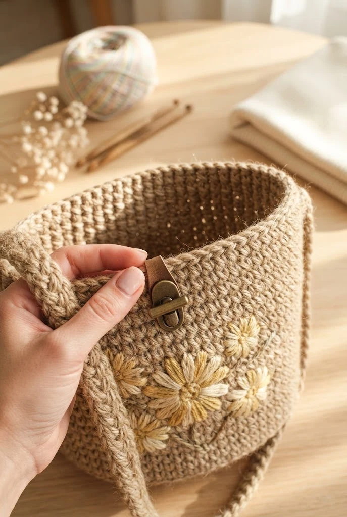 The Rustic Jute Farmers Market Basket — daisy bag crochet