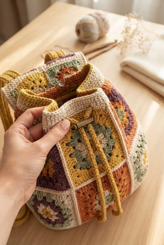 The Sunny Daisy Granny Square Backpack — daisy bag crochet