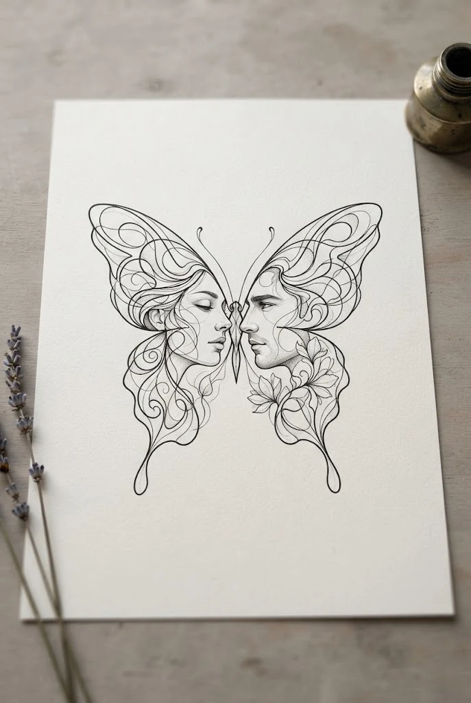 Abstract Line Art and Face Blends — different butterfly tattoo style outfit