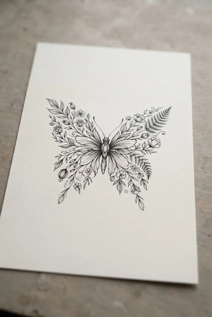 Botanical Floral Wing Hybrid — different butterfly tattoo style outfit