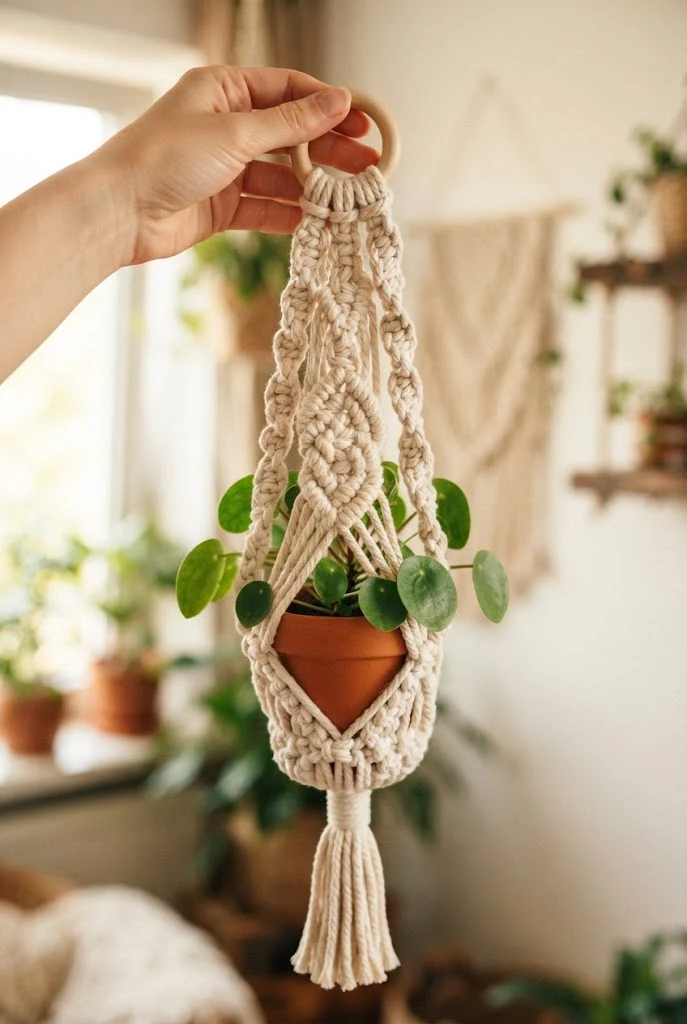 Chunky Boho Plant Hanger — diy crochet projects style outfit