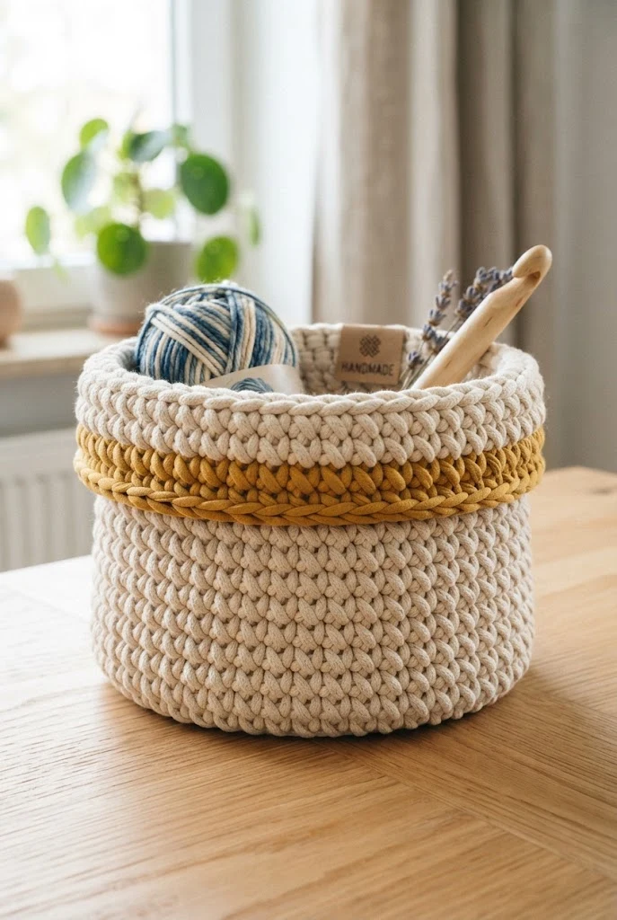 Corded Yarn Storage Basket — diy crochet projects style outfit