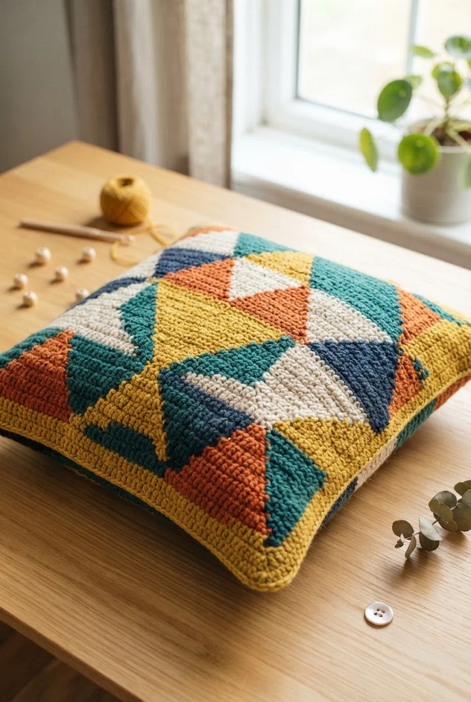 Geometric Cushion Cover — diy crochet projects style outfit