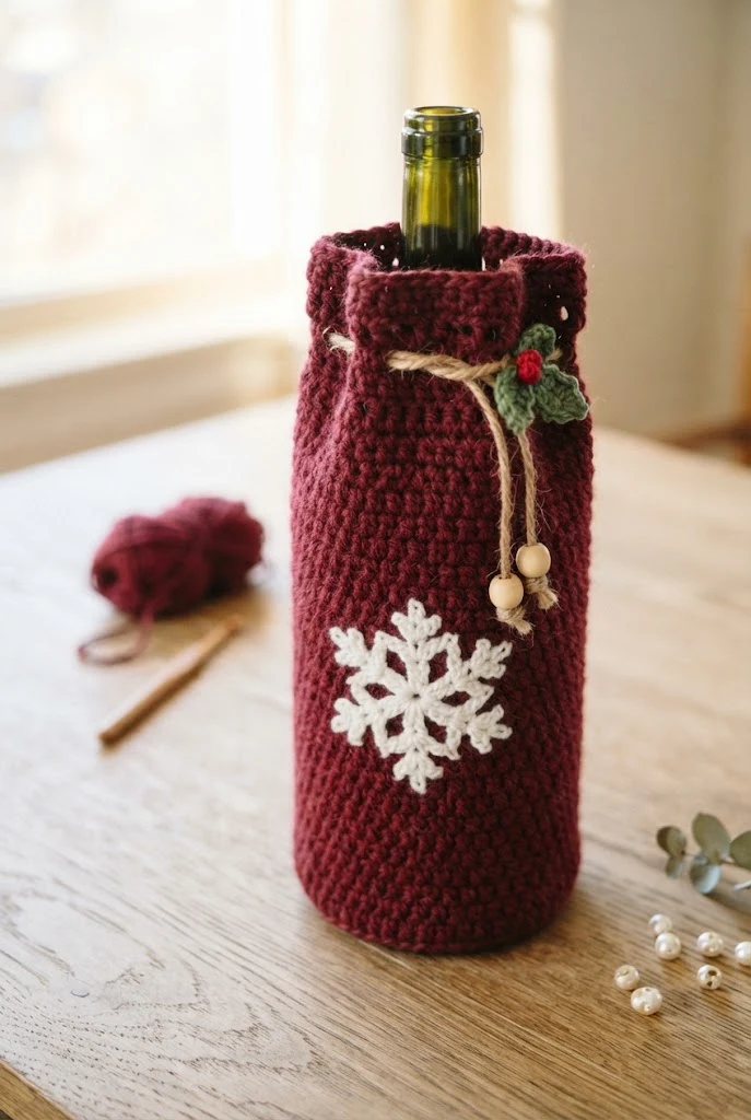 Festive Wine Bottle Gift Bag — diy crochet projects style outfit
