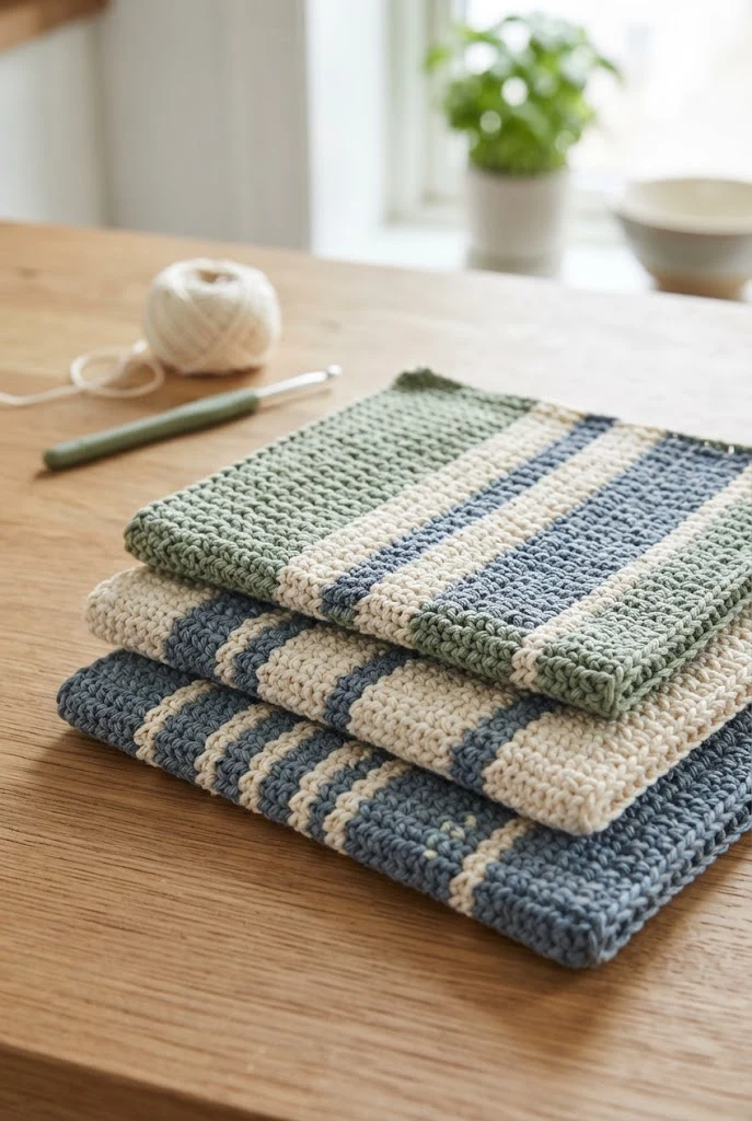 Striped Kitchen Dishcloths — diy crochet projects style outfit
