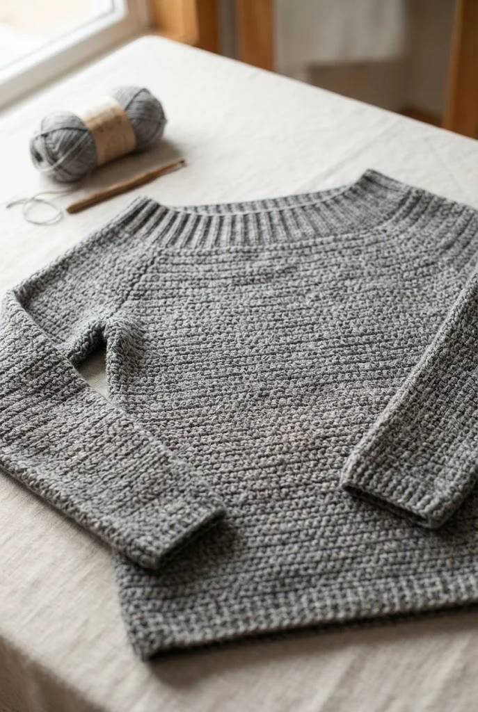 The Heather Grey Boatneck — easy clothes to crochet style outfit