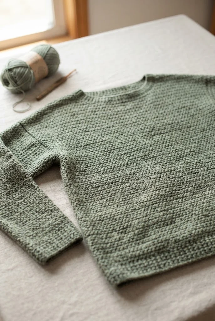 The Dusty Miller Drop-Shoulder Pullover — easy clothes to crochet style outfit