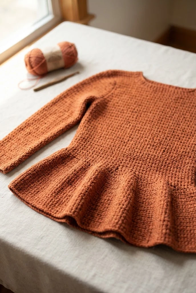 The Crocette Peplum Pullover — easy clothes to crochet style outfit