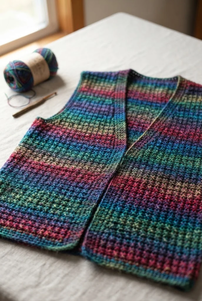 The Kaleidoscope Crocette Vest — easy clothes to crochet style outfit