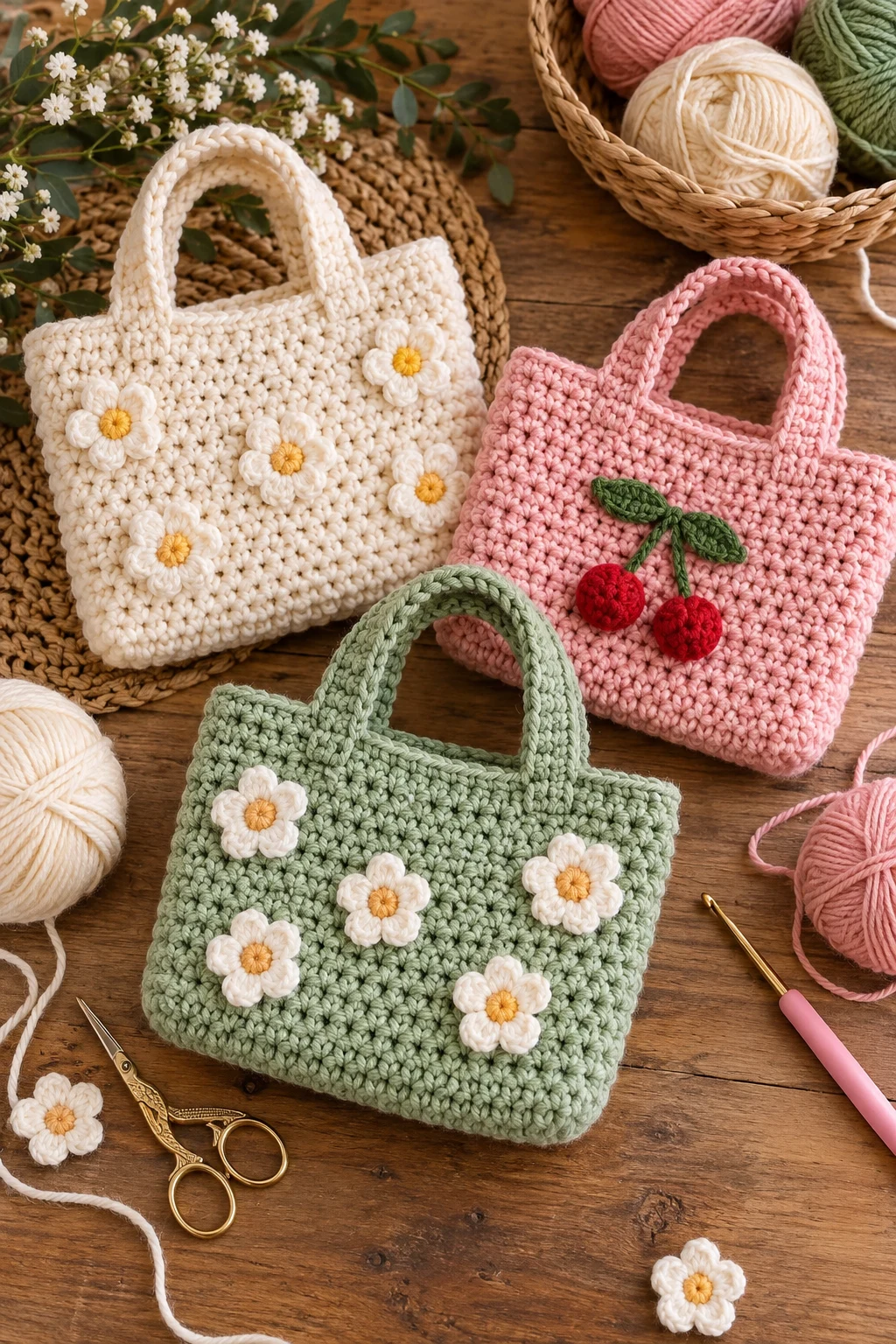 Mini Crochet Tote Bags — easy crochet ideas style outfit