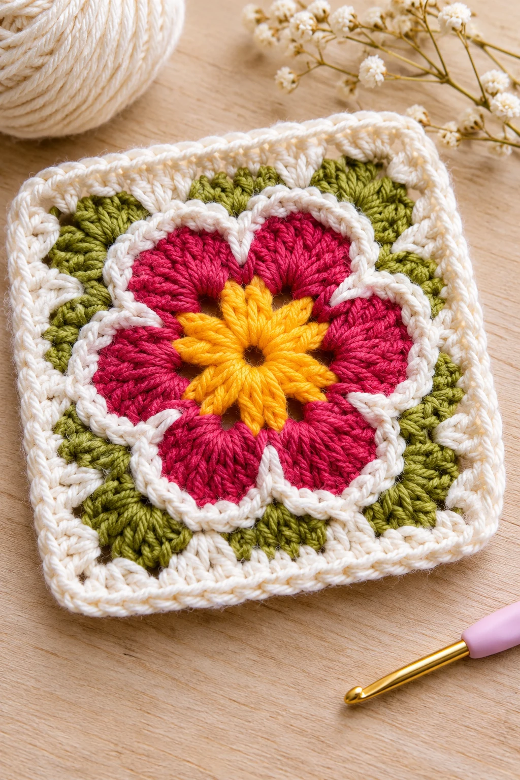 The Bold African Flower Granny Square — easy granny square crochet pattern