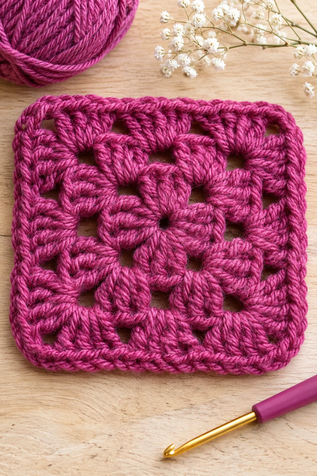 The Elegant Solid Granny Square — easy granny square crochet pattern